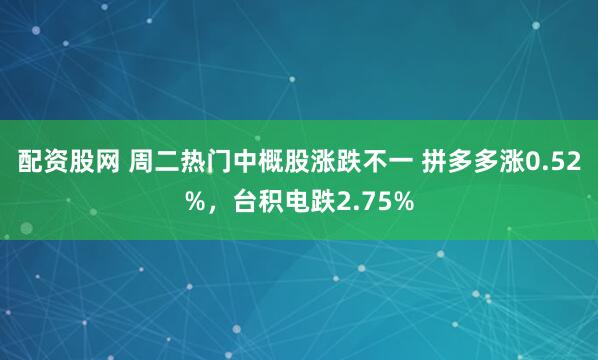 配资股网 周二热门中概股涨跌不一 拼多多涨0.52%，台积电跌2.75%