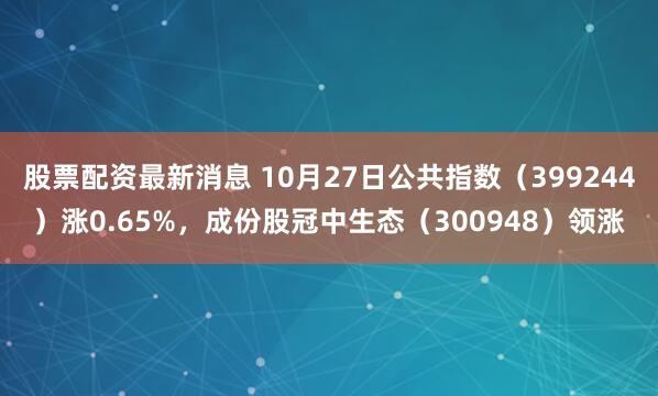 股票配资最新消息 10月27日公共指数(399244)涨0.65%,成份股冠中生态(300948)领涨